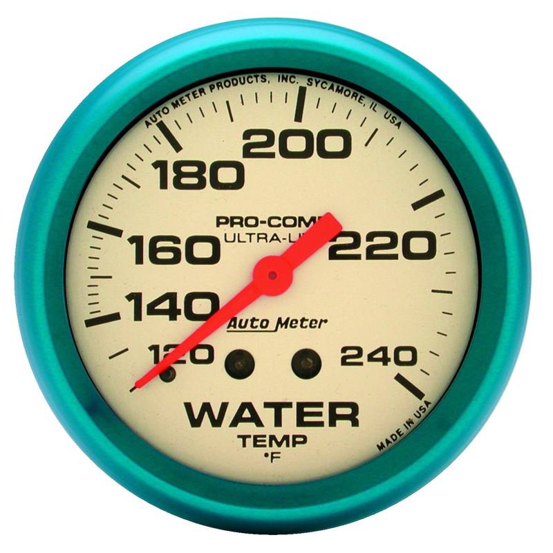 AutoMeter - AutoMeter GAUGE,WATER TEMP,2 5/8",120-240 Degrees F,MECH.,GLOW IN THE DARK,ULTRA-NITE 4532