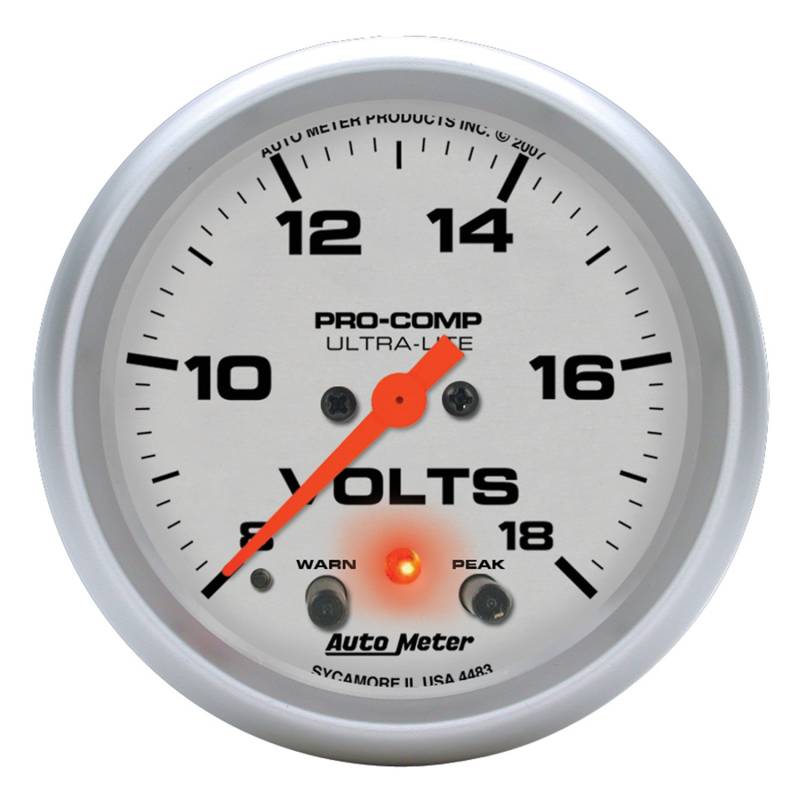 AutoMeter - AutoMeter GAUGE, VOLTMETER, 2 5/8" , 18V, DIGITAL STEPPER MOTOR W/ PEAK & WARN, ULTRA-LITE 4483