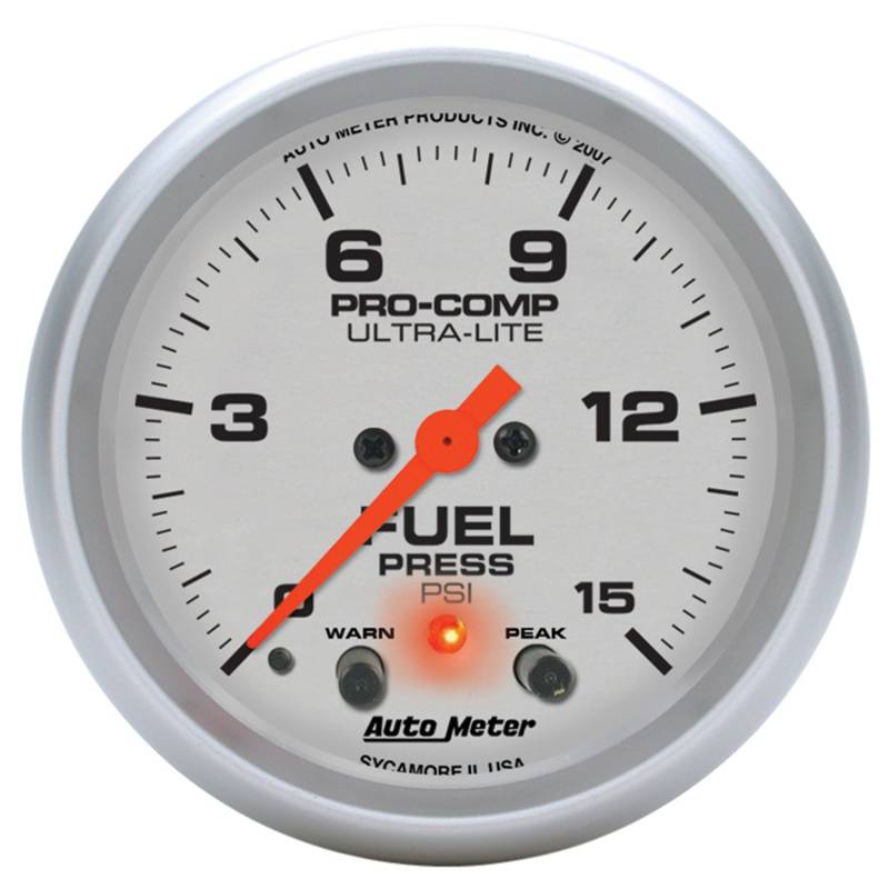 AutoMeter - AutoMeter GAUGE, FUEL PRESS, 2 5/8" , 15PSI, DIGITAL STEPPER MOTOR W/PK & WRN, ULTRA-LITE 4470