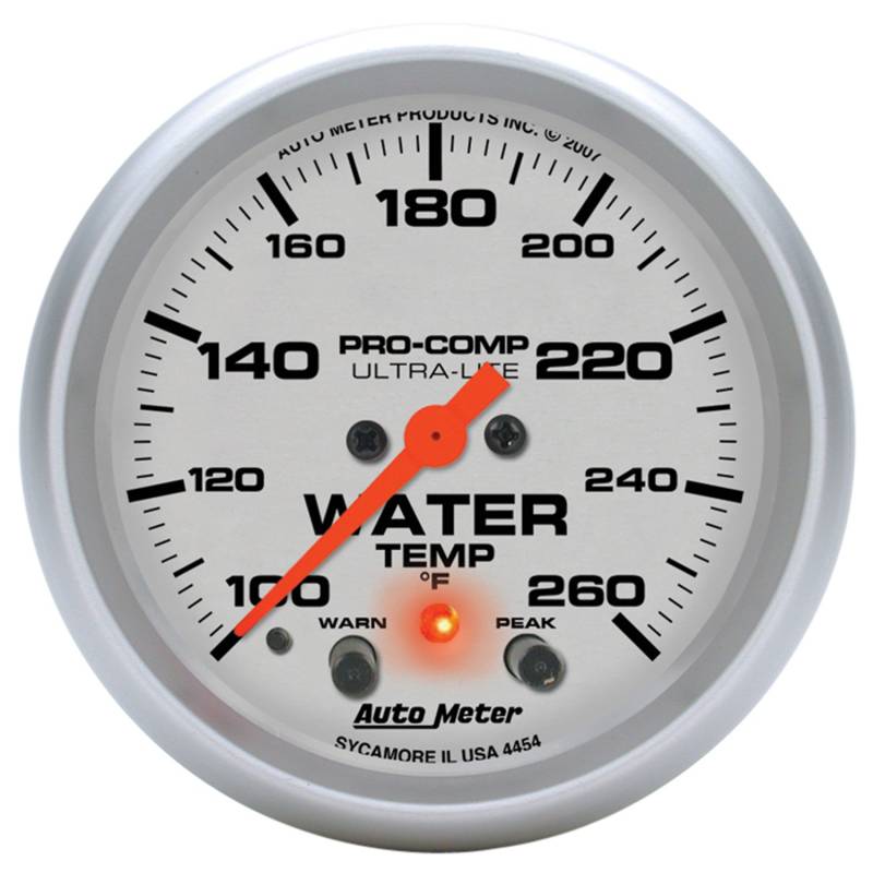 AutoMeter - AutoMeter GAUGE,WATER TEMP,2 5/8",260 Deg. F,DIGITAL STEPPER MOTOR W/ PK&WRN,ULTRA-LITE 4454