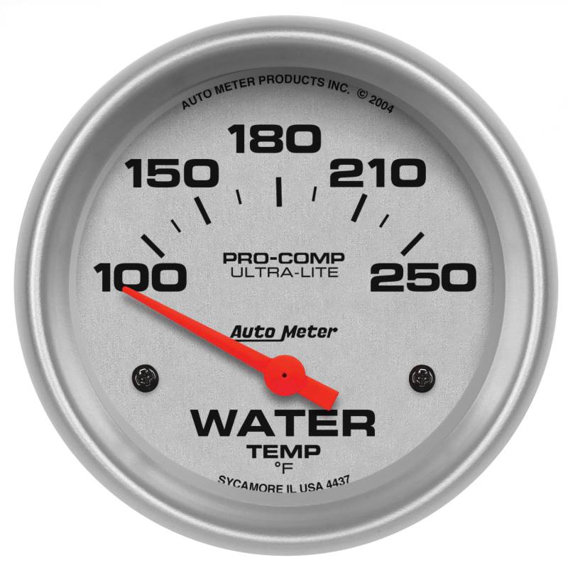 AutoMeter - AutoMeter GAUGE, WATER TEMP, 2 5/8" , 100-250 Degrees F, ELECTRIC, ULTRA-LITE 4437