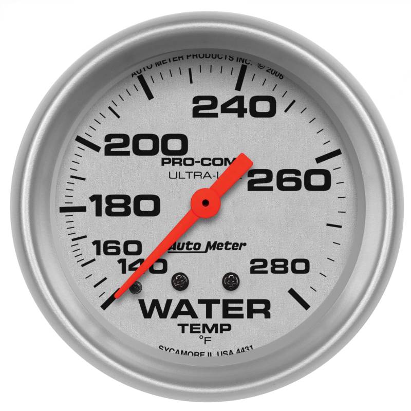 AutoMeter - AutoMeter GAUGE, WATER TEMP, 2 5/8" , 140-280 Degrees F, MECHANICAL, ULTRA-LITE 4431