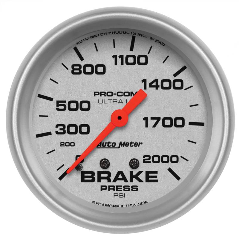 AutoMeter - AutoMeter GAUGE, BRAKE PRESSURE, 2 5/8" , 2000PSI, MECHANICAL, ULTRA-LITE 4426