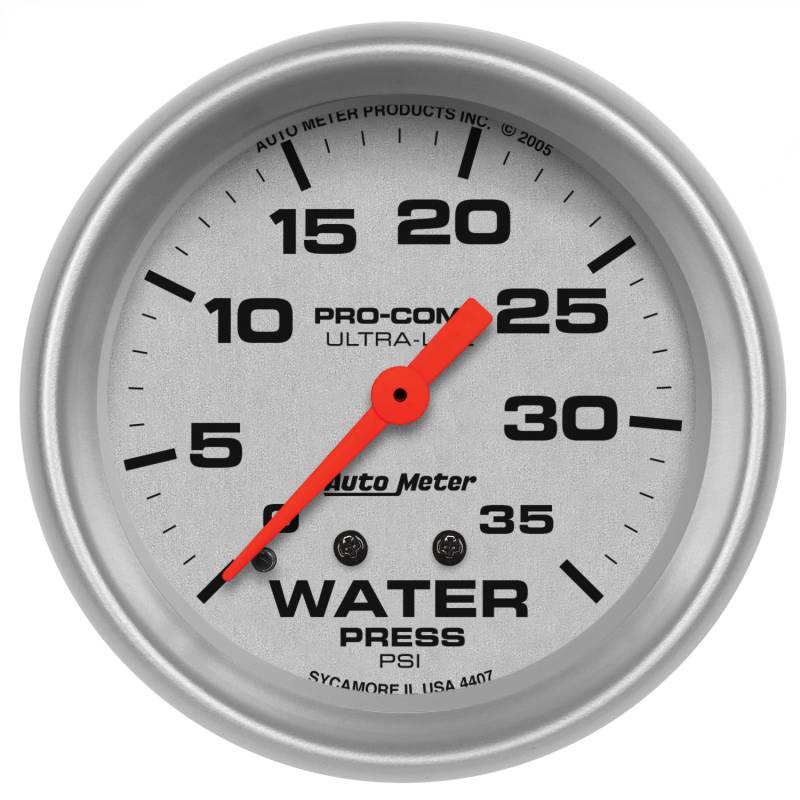 AutoMeter - AutoMeter GAUGE, WATER PRESS, 2 5/8" , 35PSI, MECHANICAL, ULTRA-LITE 4407