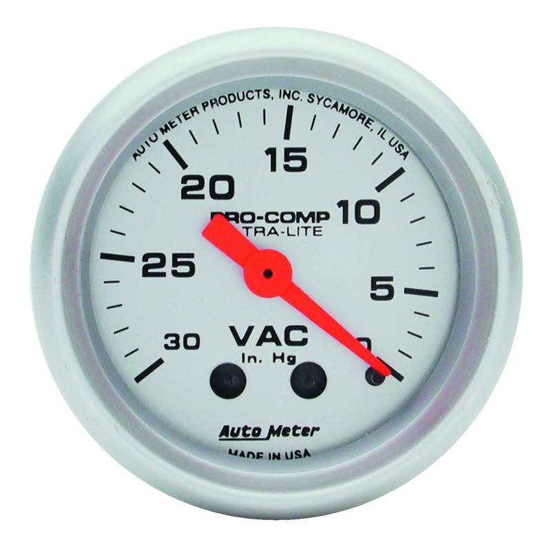 AutoMeter - AutoMeter GAUGE, VACUUM, 2 1/16" , 30INHG, MECHANICAL, ULTRA-LITE 4384