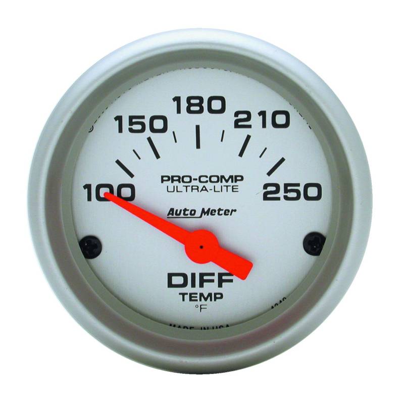 AutoMeter - AutoMeter GAUGE, DIFFERENTIAL TEMP, 2 1/16" , 100-250 Degrees F, ELECTRIC, ULTRA-LITE 4349