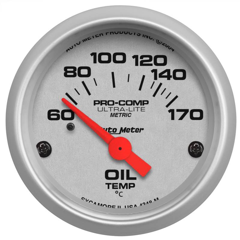 AutoMeter - AutoMeter GAUGE, OIL TEMP, 2 1/16" , 60-170 Degrees F, ELECTRIC, ULTRA-LITE 4348-M