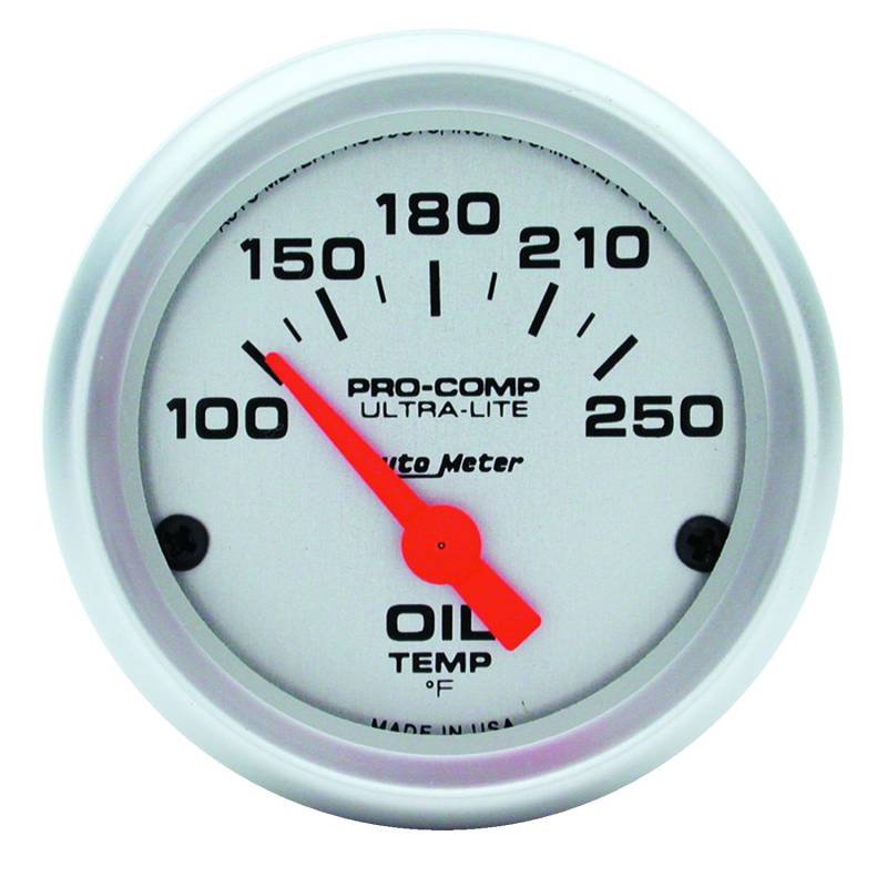 AutoMeter - AutoMeter GAUGE, OIL TEMP, 2 1/16" , 100-250 Degrees F, ELECTRIC, ULTRA-LITE 4347