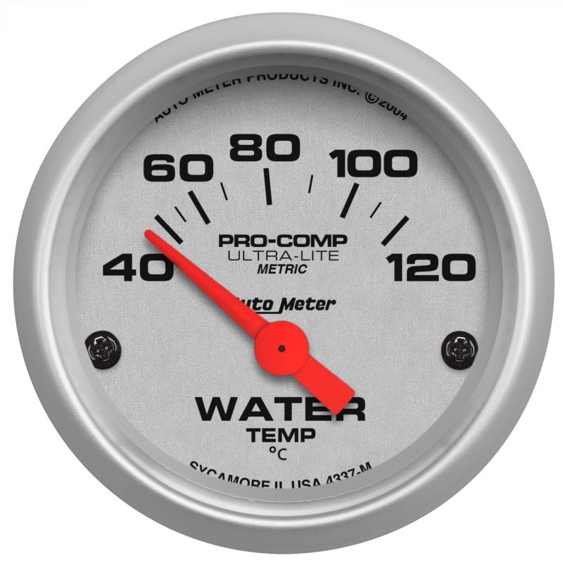 AutoMeter - AutoMeter GAUGE, WATER TEMP, 2 1/16" , 40-120 Degrees C, ELECTRIC, ULTRA-LITE 4337-M