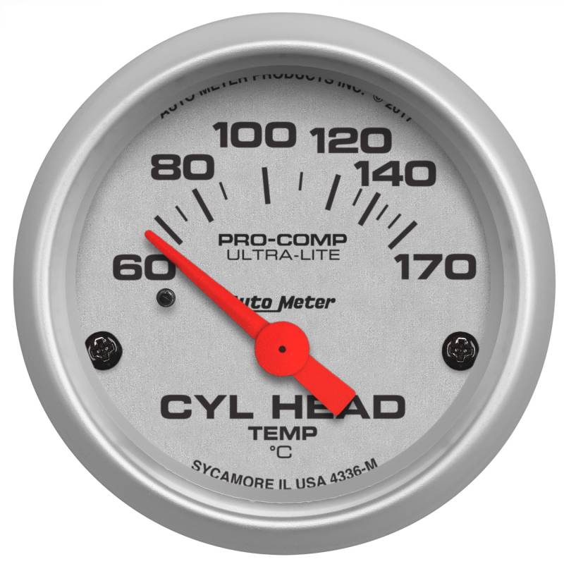 AutoMeter - AutoMeter GAUGE, CYLINDER HEAD TEMP, 2 1/16" , 60-170 Degrees C, ELECTRIC, ULTRA-LITE 4336-M