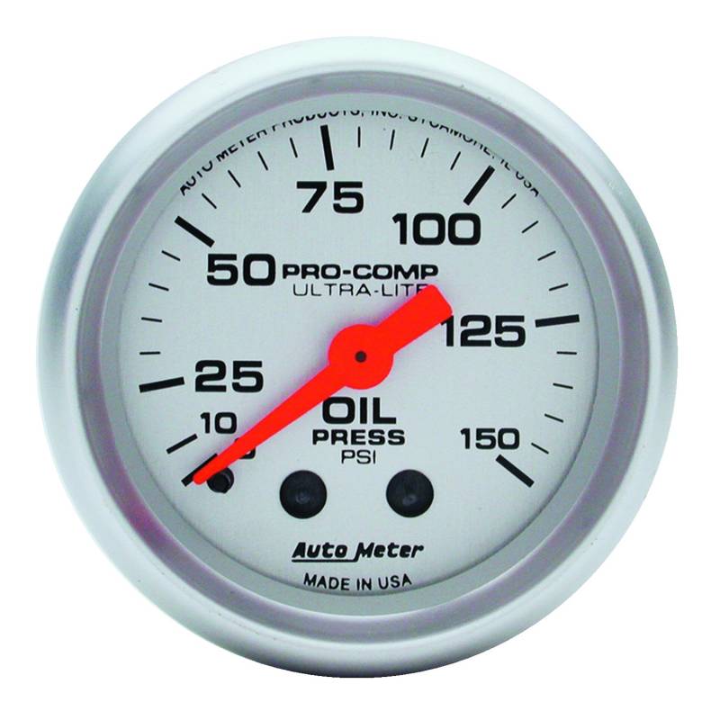 AutoMeter - AutoMeter GAUGE, OIL PRESSURE, 2 1/16" , 150PSI, MECHANICAL, ULTRA-LITE 4323