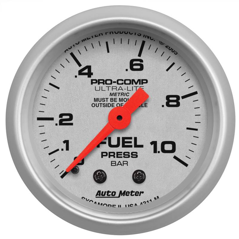 AutoMeter - AutoMeter GAUGE, FUEL PRESSURE, 2 1/16" , 1.0BAR, MECHANICAL, ULTRA-LITE 4311-M