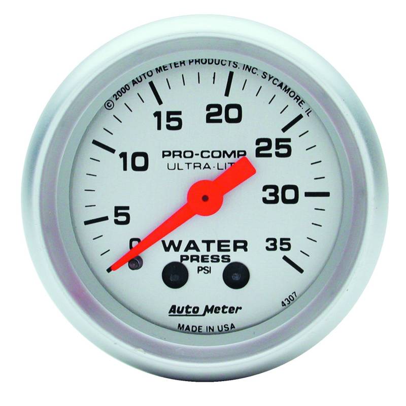 AutoMeter - AutoMeter GAUGE, WATER PRESS, 2 1/16" , 35PSI, MECHANICAL, ULTRA-LITE 4307