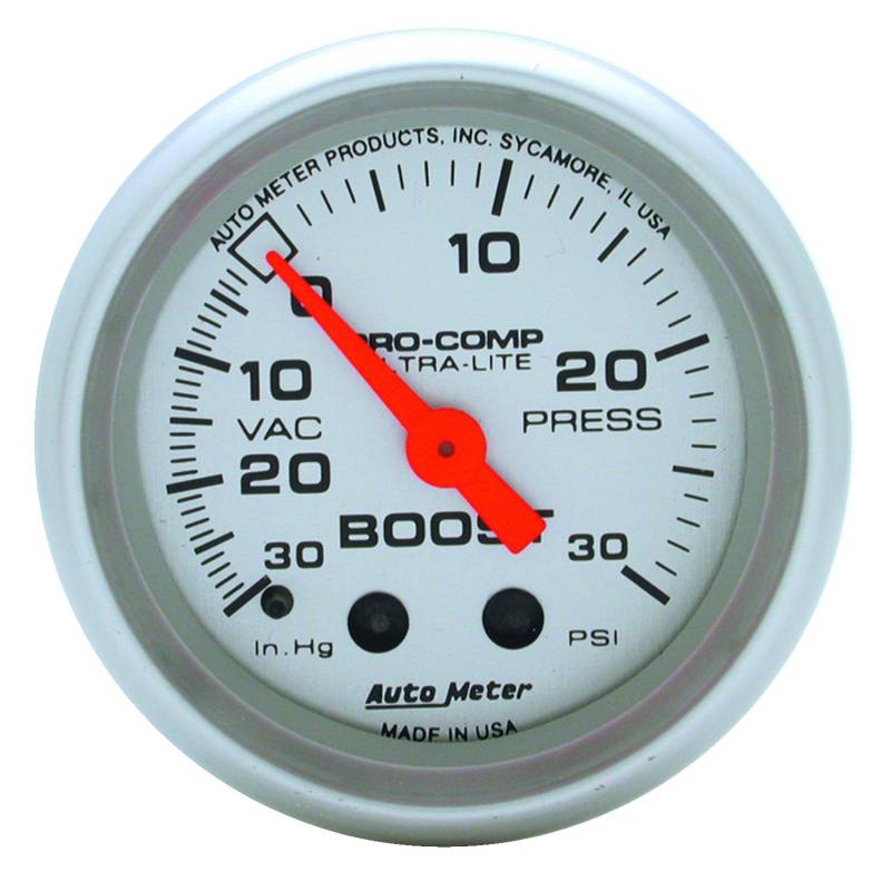 AutoMeter - AutoMeter GAUGE, VAC/BOOST, 2 1/16" , 30INHG-30PSI, MECHANICAL, ULTRA-LITE 4303