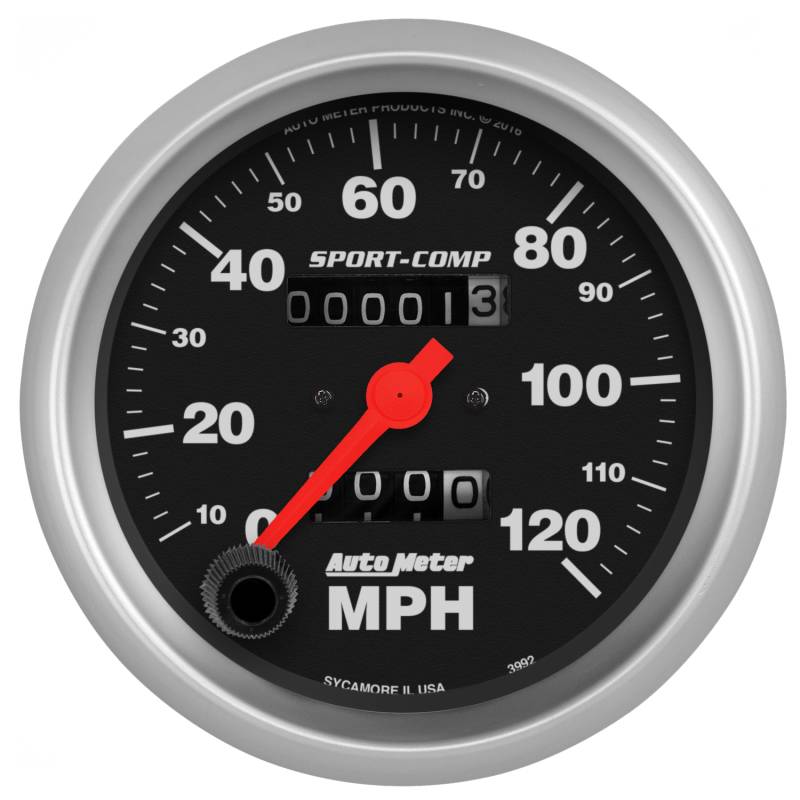 AutoMeter - AutoMeter GAUGE, SPEEDOMETER, 3 3/8" , 120MPH, MECHANICAL, SPORT-COMP 3992