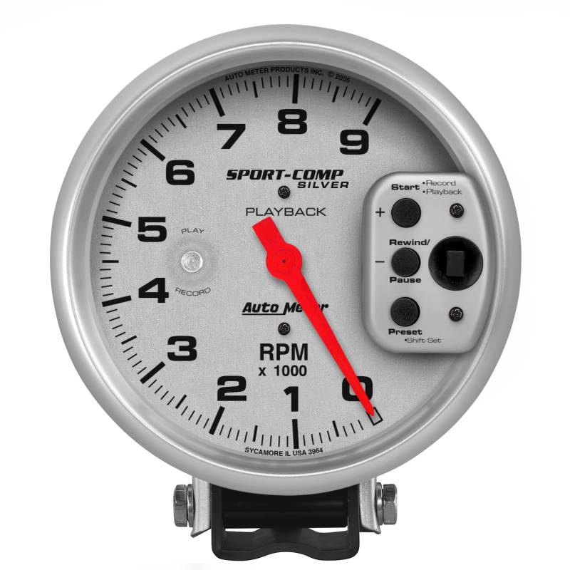 AutoMeter - AutoMeter GAUGE, TACHOMETER, 5" , 9K RPM, PEDESTAL W/ RPM PLAYBACK, ULTRA-LITE 3964