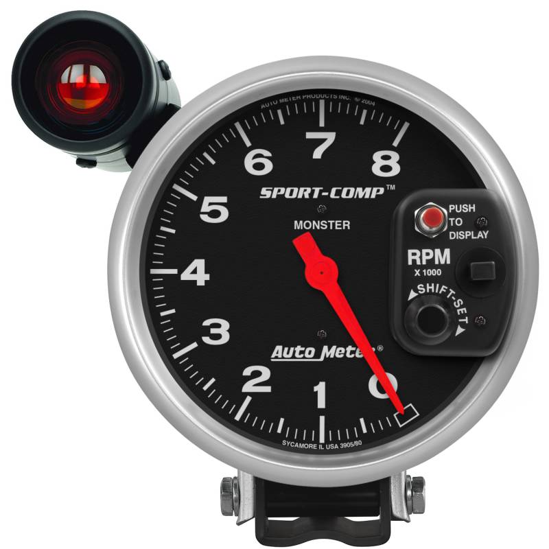 AutoMeter - AutoMeter GAUGE, TACHOMETER, 5" , 8K RPM, PEDESTAL W/ EXT. SHIFT-LITE, SPORT-COMP 3905