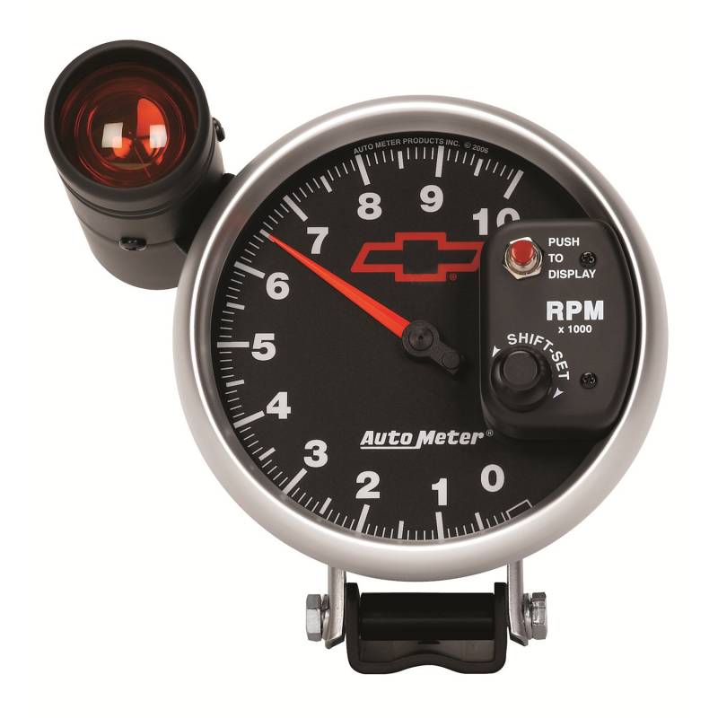 AutoMeter - AutoMeter GAUGE, TACHOMETER, 5" , 10K RPM, PEDESTAL W/ EXT. SHIFT-LITE, GM BOWTIE BLACK 3699-00406