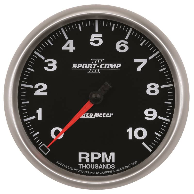 AutoMeter - AutoMeter GAUGE, TACHOMETER, 5" , 10K RPM, IN-DASH, SPORT-COMP II 3698