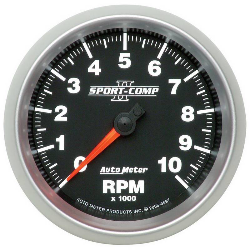 AutoMeter - AutoMeter GAUGE, TACHOMETER, 3 3/8" , 10K RPM, IN-DASH, SPORT-COMP II 3697