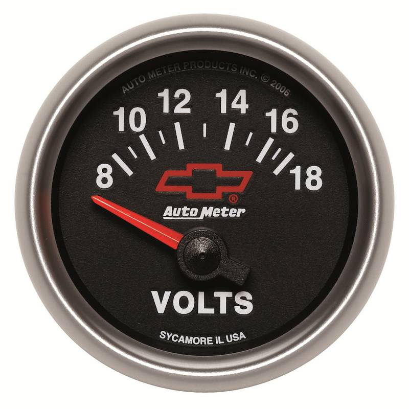 AutoMeter - AutoMeter GAUGE, VOLTMETER, 2 1/16" , 18V, ELECTRIC, GM BOWTIE BLACK 3692-00406