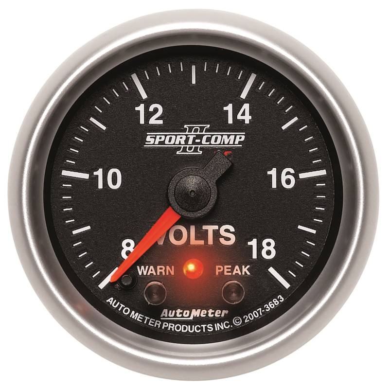 AutoMeter - AutoMeter GAUGE, VOLTMETER, 2 1/16" , 18V, DIGITAL STEPPER MOTOR W/PK & WRN, SPORT-COMP II 3683