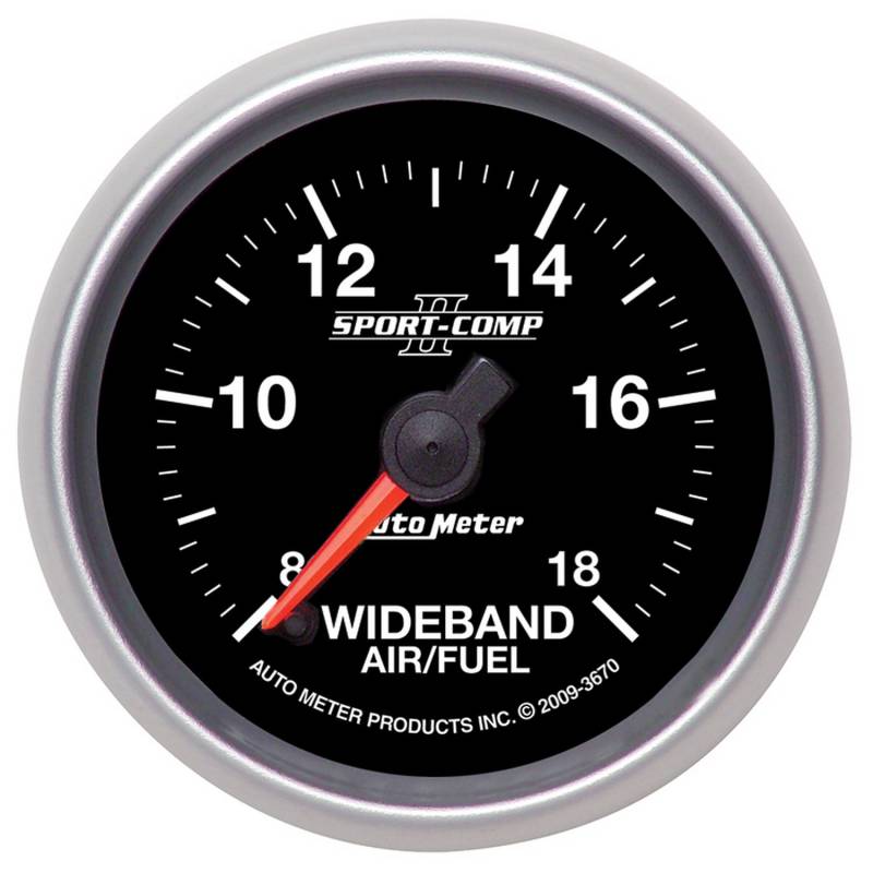 AutoMeter - AutoMeter GAUGE, AIR/FUEL RATIO-WIDEBAND, ANALOG, 2 1/16" , 8:1-18:1, STPR MTR, SC II 3670