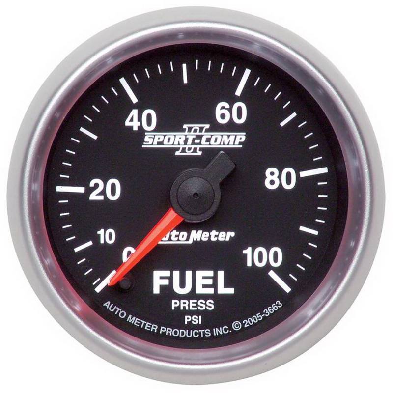 AutoMeter - AutoMeter GAUGE, FUEL PRESSURE, 2 1/16in, 100PSI, DIGITAL STEPPER MOTOR, SPORT-COMP II 3663