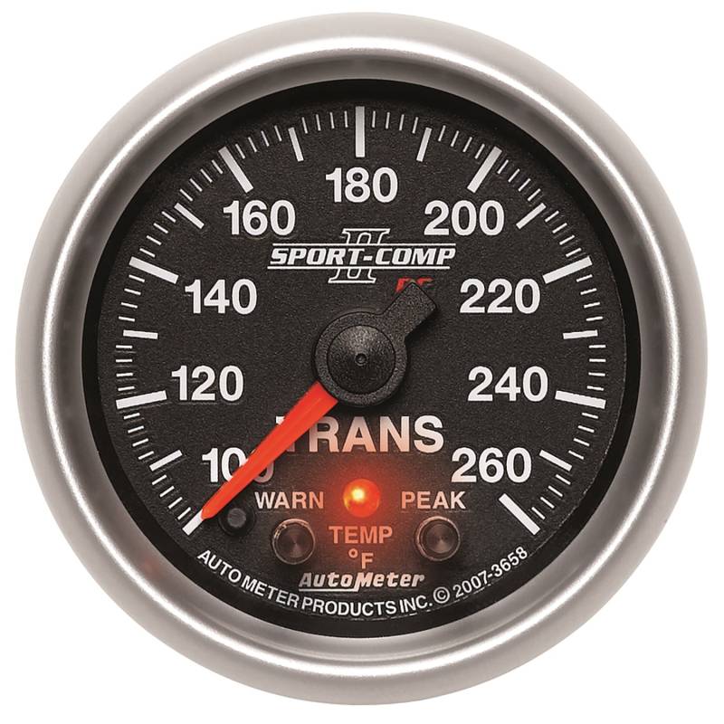 AutoMeter - AutoMeter GAUGE,TRANS TEMP,2 1/16",100-260 Deg. F,STEPPER MOTOR W/PEAK&WRN,SPORT-COMP II 3658