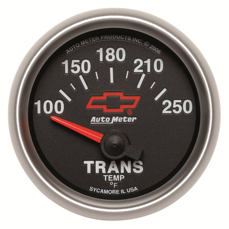 AutoMeter - AutoMeter GAUGE, TRANSMISSION TEMP, 2 1/16" , 100-250 Degrees F, ELECTRIC, GM BOWTIE BLACK 3649-00406