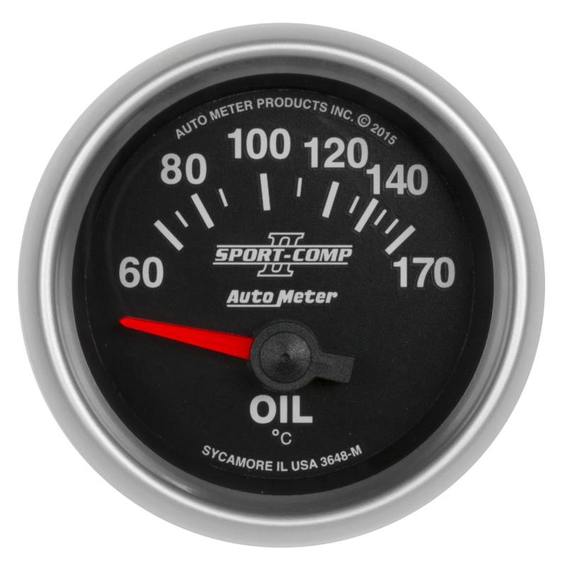 AutoMeter - AutoMeter GAUGE, OIL TEMP, 2 1/16" , 60-170 Degrees F, ELECTRIC, SPORT-COMP II 3648-M