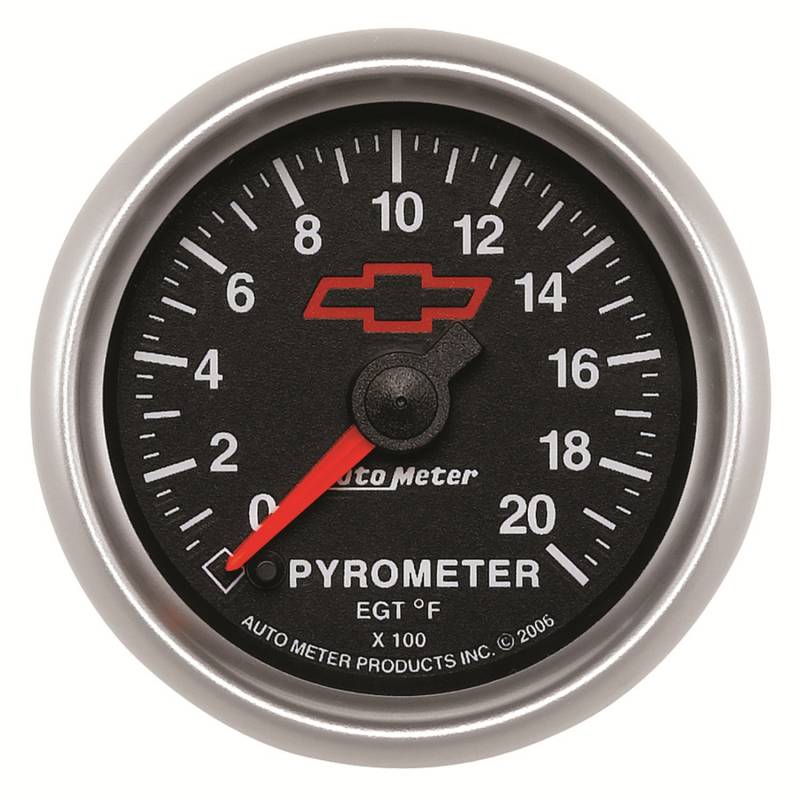 AutoMeter - AutoMeter GAUGE, PYROMETER (EGT), 2 1/16" , 2000 Degrees F, STEPPER MOTOR, GM BOWTIE BLACK 3645-00406