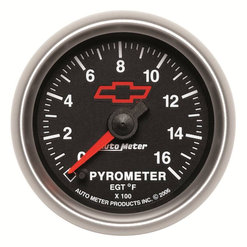 AutoMeter - AutoMeter GAUGE, PYROMETER (EGT), 2 1/16" , 1600 Degrees F, STEPPER MOTOR, GM BOWTIE BLACK 3644-00406