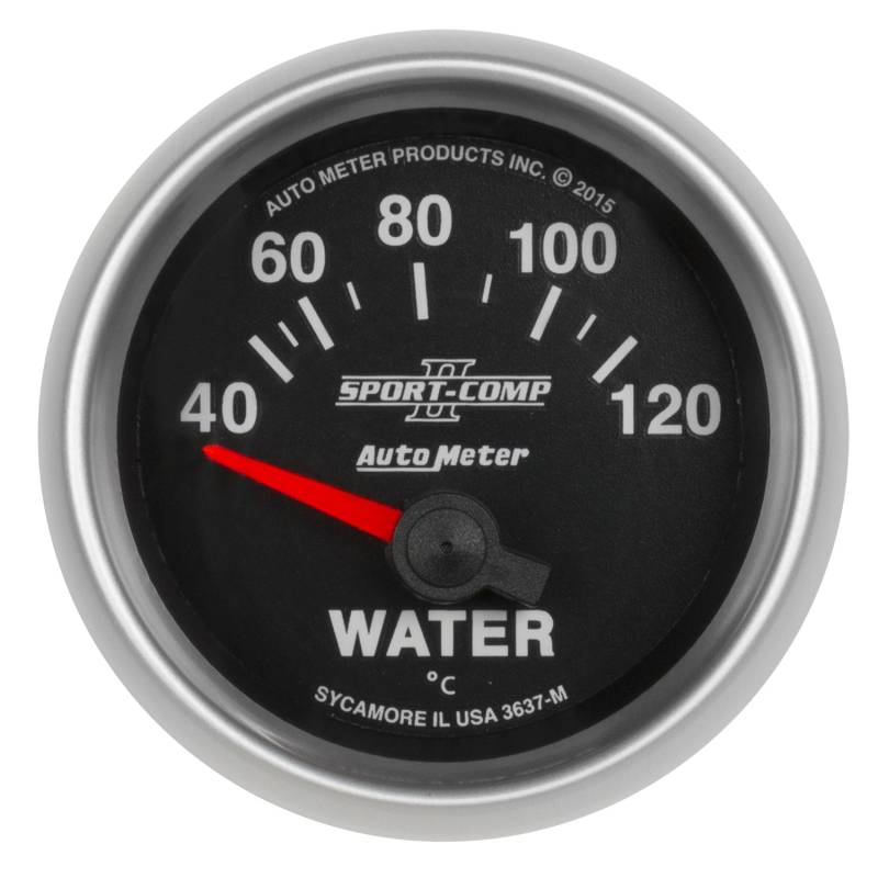 AutoMeter - AutoMeter GAUGE, WATER TEMP, 2 1/16" , 40-120 Degrees C, ELECTRIC, SPORT-COMP II 3637-M