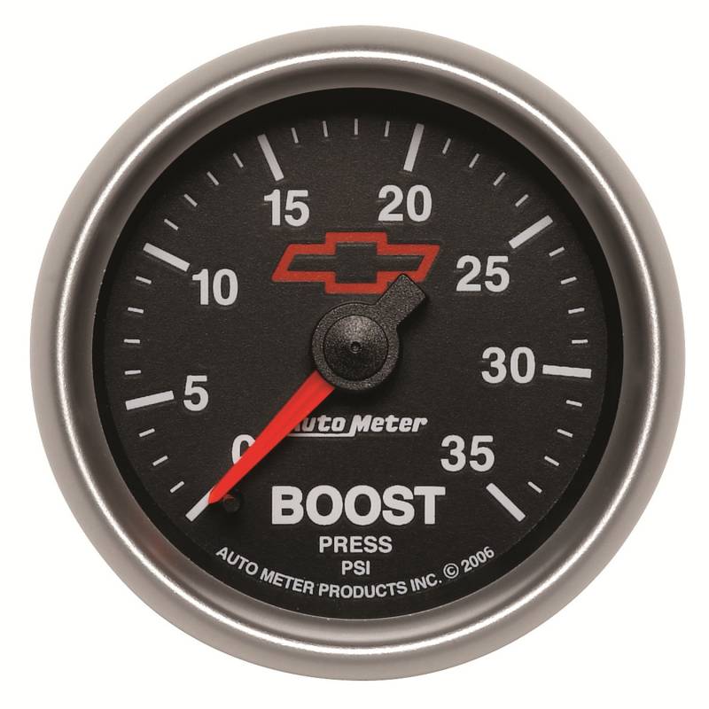 AutoMeter - AutoMeter GAUGE, BOOST, 2 1/16" , 35PSI, MECHANICAL, GM BOWTIE BLACK 3604-00406