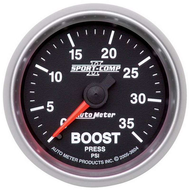 AutoMeter - AutoMeter GAUGE, BOOST, 2 1/16" , 35PSI, MECHANICAL, SPORT-COMP II 3604