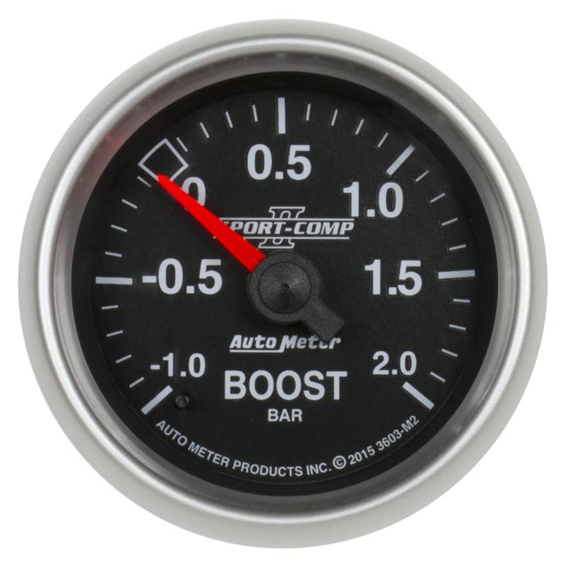 AutoMeter - AutoMeter GAUGE, VAC/BOOST, 2 1/16" , -1 - +2 BAR, MECHANICAL, SPORT-COMP II 3603-M2