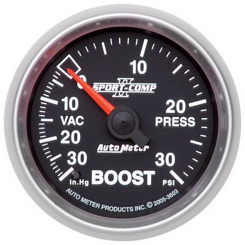 AutoMeter - AutoMeter GAUGE, VAC/BOOST, 2 1/16" , 30INHG-30PSI, MECHANICAL, SPORT-COMP II 3603