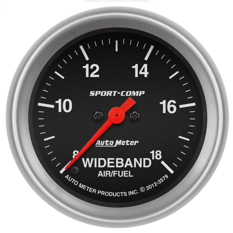 AutoMeter - AutoMeter GAUGE, AIR/FUEL RATIO-WIDEBAND, ANALOG, 2 5/8" , 8:1-18:1, STPR MTR, SPORT-COMP 3579