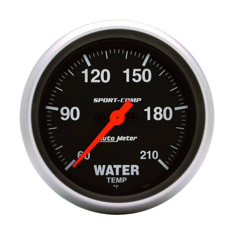 AutoMeter - AutoMeter GAUGE,LOW WATER TEMP,2 5/8",60-210 Degrees F,DIGITAL STEPPER MOTOR,SPORT-COMP 3569