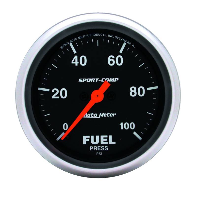 AutoMeter - AutoMeter GAUGE, FUEL PRESSURE, 2 5/8" , 100PSI, DIGITAL STEPPER MOTOR, SPORT-COMP 3563