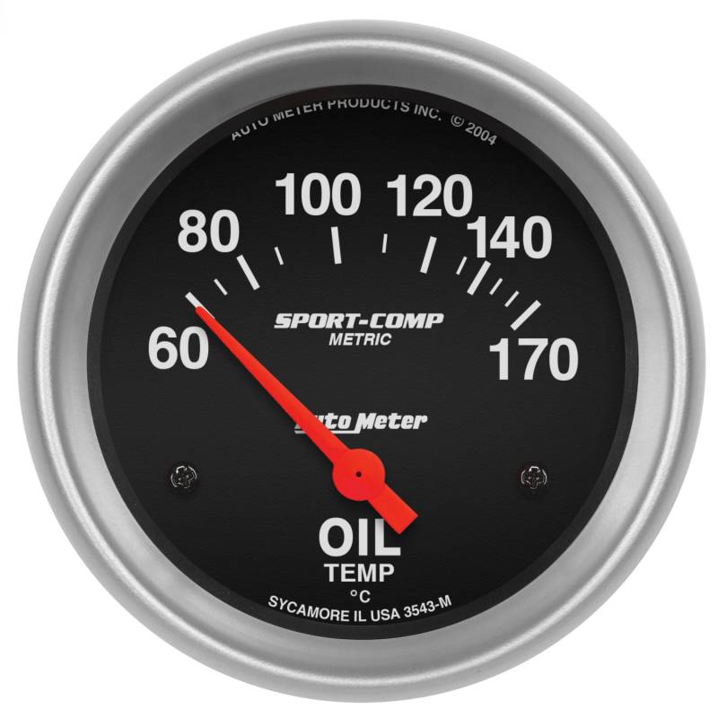 AutoMeter - AutoMeter GAUGE, OIL TEMP, 2 5/8" , 60-170 Degrees F, ELECTRIC, SPORT-COMP 3543-M