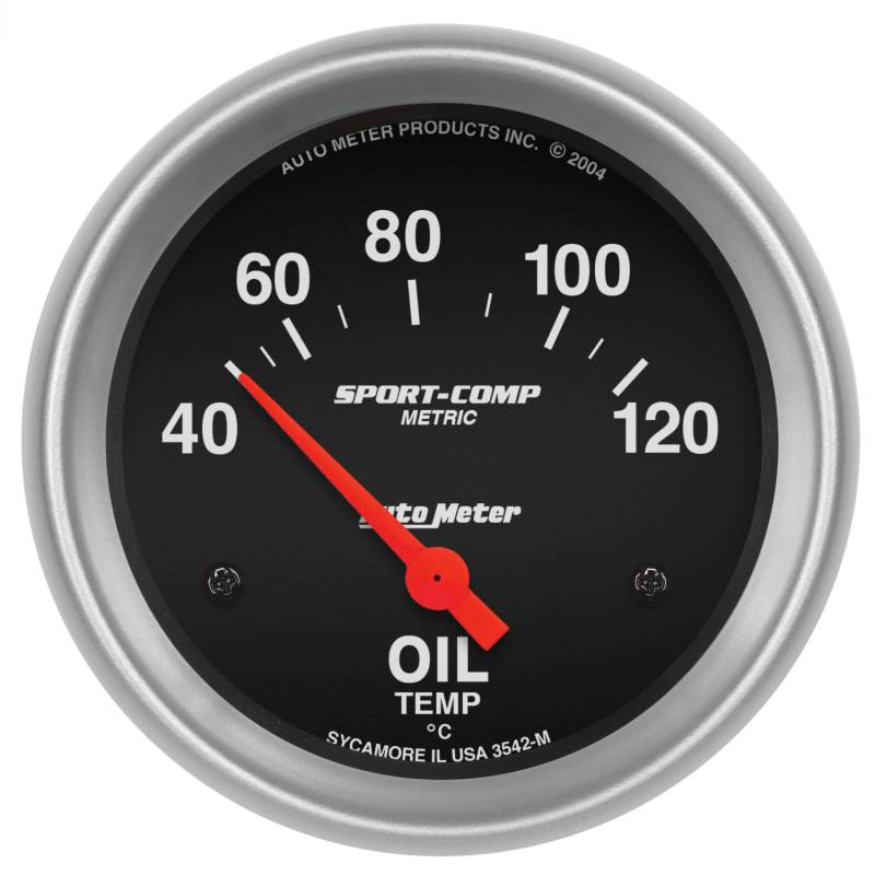 AutoMeter - AutoMeter GAUGE, OIL TEMP, 2 5/8" , 40-120 Degrees F, ELECTRIC, SPORT-COMP 3542-M