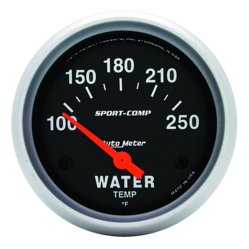 AutoMeter - AutoMeter GAUGE, WATER TEMP, 2 5/8" , 100-250 Degrees F, ELECTRIC, SPORT-COMP 3531