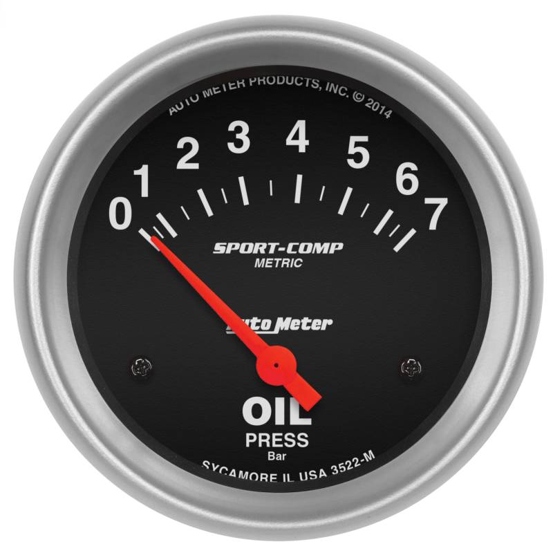 AutoMeter - AutoMeter GAUGE, OIL PRESSURE, 2 5/8" , 7 BAR, ELECTRIC, SPORT-COMP 3522-M