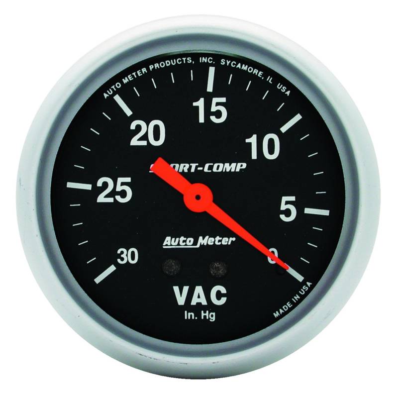 AutoMeter - AutoMeter GAUGE, VACUUM, 2 5/8" , 30INHG, MECHANICAL, SPORT-COMP 3484