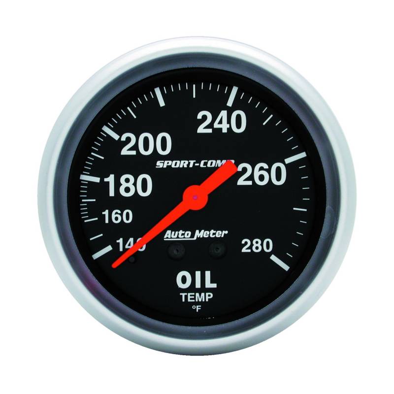 AutoMeter - AutoMeter GAUGE, OIL TEMP, 2 5/8" , 140-280 Degrees F, MECHANICAL, SPORT-COMP 3441