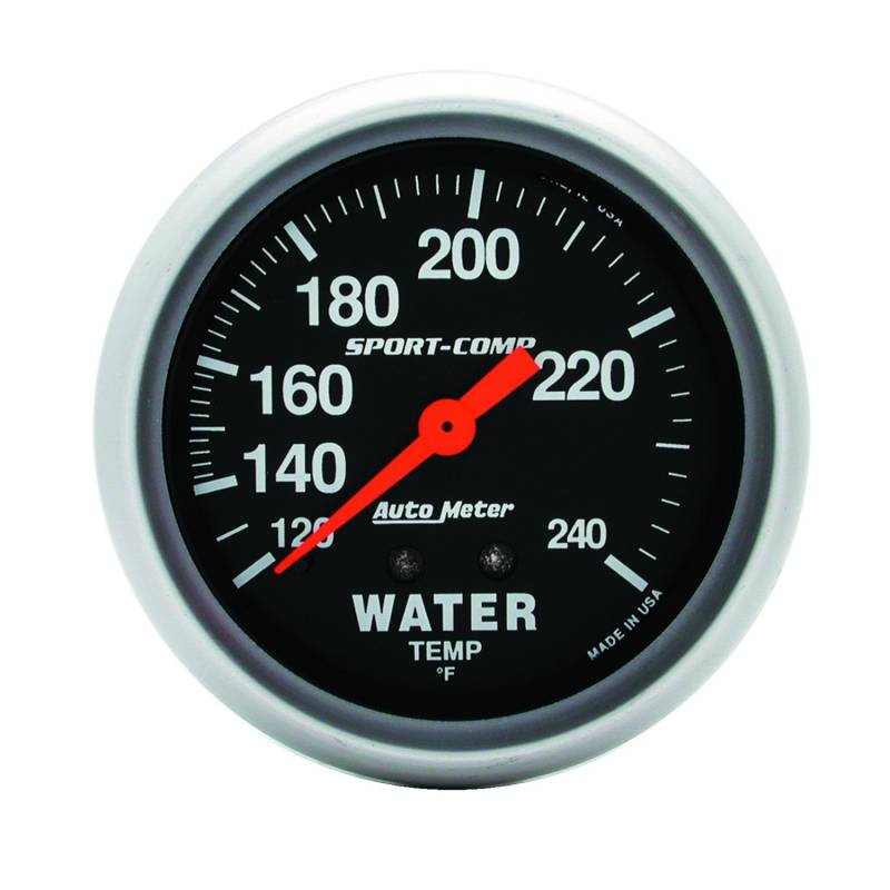 AutoMeter - AutoMeter GAUGE, WATER TEMP, 2 5/8" , 120-240 Degrees F, MECHANICAL, SPORT-COMP 3432