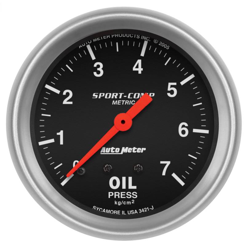 AutoMeter - AutoMeter GAUGE, OIL PRESSURE, 2 5/8" , 7.0KG/CM2, MECHANICAL, SPORT-COMP 3421-J