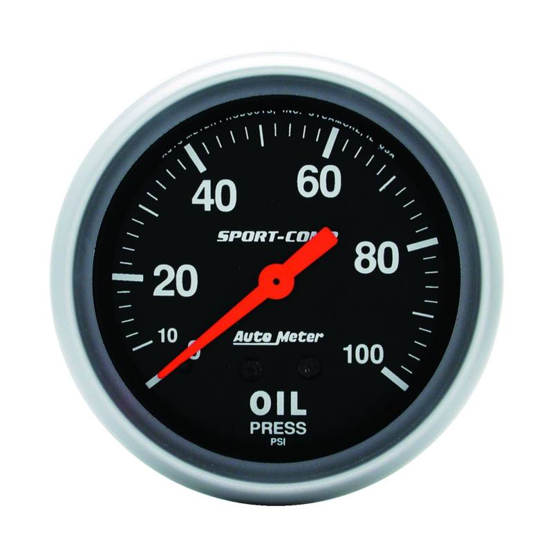 AutoMeter - AutoMeter GAUGE, OIL PRESSURE, 2 5/8" , 100PSI, MECHANICAL, SPORT-COMP 3421